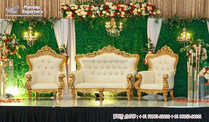 Lujo Loveseat boda respaldo alto trono sofá elegante oro blanco boda sofá para la venta elegante boda sofá para el escenario de recepción - Product Image 4