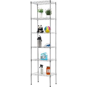 Verstellbares Aufbewahrungsregal aus Kohlenstoffstahl für Geschäfte, Chrom-Finish, 16,7 L x 11,8 B x 63,6 H, Lebensmittelsicher - Product Image 1