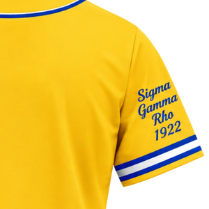 Camiseta Deportiva Personalizada de Béisbol SGRHO para Mujer, Hermandad Griega Sigma Gamma Rho, Manga Corta, con Botones, Ropa Deportiva al por Mayor - Product Image 6