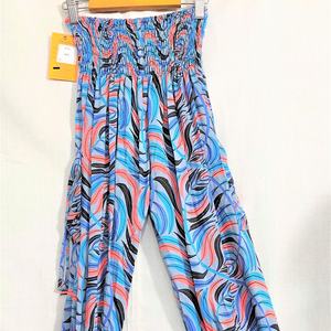 Pantalon pour femme HNA en rayonne tissée à imprimé floral, taille mi-haute, respirant, taille élastique, décontracté, coupe large, longueur intégrale, ample, été - Product Image 1