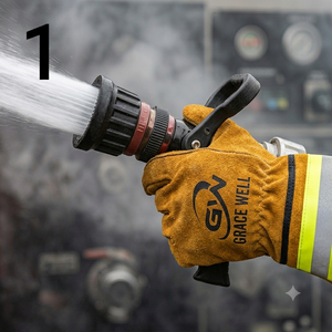 Gants de sécurité en cuir pour la lutte contre les incendies, durables, avec coins renforcés, coutures renforcées, manches longues, résistants à la chaleur, gants de travail de protection - Product Image 1