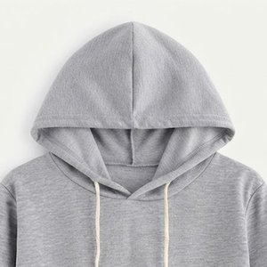 Nueva Sudadera con Capucha Corta Gris para Mujer con Logotipo Personalizado, Sudadera de Punto Informal de Manga Larga para Otoño e Invierno - Product Image 5