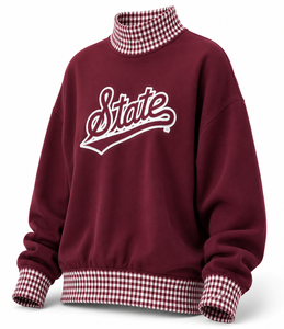 Wholesale Women’s Oversized <b>Mock</b> Neck Pullover Custom Cotton Fleece Long Sleeve Casual Autumn Sweatshirt - Product Image 6