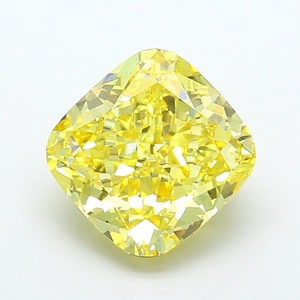 Pierre précieuse non montée, diamant de laboratoire de haute qualité, jaune vif fantaisie, taille coussin, excellente coupe, certifié CVD, pour joaillerie fine. - Product Image 1