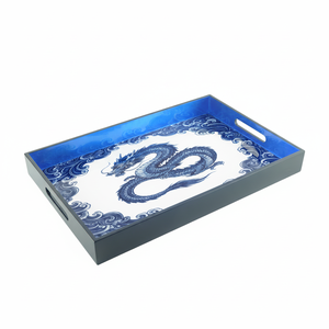 High Quality Round Bamboo Lacquer Serving Tray Eco-Friendly Custom <b>Printed</b> Bohemian Style <b>Plate</b> Dish From Vietnam - Product Image 1