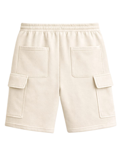 กางเกงขาสั้นคาร์โก้สีเบจสำหรับผู้ชาย เอวยางยืด มีเชือกผูก สไตล์ลำลอง สตรีทแวร์ กระเป๋าหลายช่อง กางเกงขาสั้นฤดูร้อน รับทำโลโก้ตามสั่ง ผู้ผลิต OEM - Product Image 5