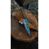 Couteau de chef Jexmoo personnalisé fait main en acier Damas, lame de 7 pouces, épaisseur de 3,0 mm, étui en cuir de qualité supérieure, manche en bois, neuf