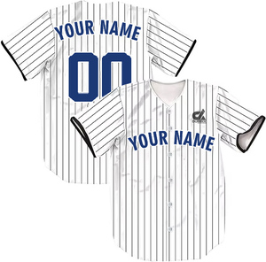 Camiseta de Béisbol Personalizada 2025 con Rayas Negras, Cuello en V Blanco, Uniforme de Equipo con Botones, Nombre y Número Personalizados, Estilo Profesional, Venta al Por Mayor - Product Image 4