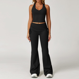 Ensemble de sport pour femmes en nylon et spandex, respirant, à séchage rapide, pour la course à pied, l'entraînement en plein air, la gym, le fitness et le yoga - Product Image 2