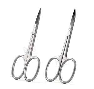 Ensemble de ciseaux droits et courbes en acier inoxydable pour sourcils, cheveux, nez, cils et ongles - Product Image 1