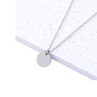 Collar con Colgante Redondo de Acero Inoxidable en Blanco para Grabar Nombre OEM, Nuevo Diseño de Moda, Venta al por Mayor, Logotipo Personalizado