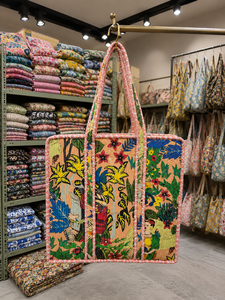 Handmade Quilted Floral Tote <b>Bag</b> <b>Large</b> Capacity Shopping <b>Bag</b> Reusable Travel <b>Beach</b> Shoulder Handbag - Product Image 3