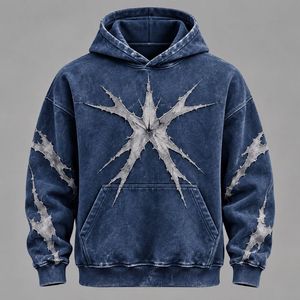 Men's <b>Gothic</b> <b>Hoodie</b> Black Cotton Regular Fit Solid Eco-Friendly Breathable Sublimation Design Washed French Terry Raglan Sleeve - Product Image 5