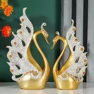 Elegantes Figuras de Resina de Pareja de Cisnes, Dorado y Blanco, Decoración Romántica para el Hogar - Product Image 5