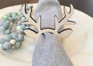 <b>Christmas</b> Napkin Rings Set of 6 Novelty Plastic <b>Tree</b> Reindeer Snowflake Antlers Gingerbread Bow Design - Product Image 3