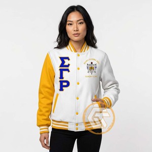 Sigma Gamma Rho Satin Embroidered Quilted Windproof <b>Waterproof</b> Varsity <b>Jacket</b> Front Stand Button Closure Sorority High Quality - Product Image 3