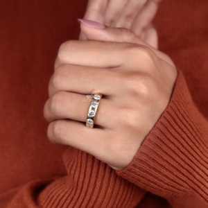 Flush Lab Grown Diamond Band 14K Gold Gypsy Wedding <b>Ring</b> Diamond Wide Band Minimalist Bridal <b>Ring</b> Anniversary Gift Her - Product Image 6