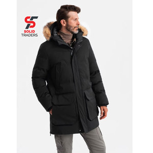Solid International <b>Men's</b> Hooded 70% <b>Down</b> Cotton Lined Regular Fit High Grade Cozy Material Winter Apparel Long Puffer <b>Jacket</b> - Product Image 1