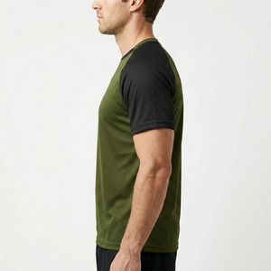 Men's Olive Green <b>Raglan</b> Sleeve T-Shirt O-Neck Oversized Casual Knitted Solid Color Quick Dry Short Sleeve Digital Printing <b>Top</b> - Product Image 2
