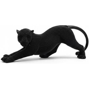 รูปปั้นเสือดำสีเงินทำมือขนาด 15 นิ้ว พร้อมลวดลายลูกปัดประณีต สำหรับตกแต่งบ้านในห้องนั่งเล่นหรือสำนักงาน - Product Image 1