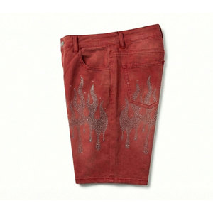 ผู้ผลิตกางเกงยีนส์ขาสั้นคริสตัลแบบกำหนดเอง บริการพิมพ์ป้ายโลโก้เต็มรูปแบบและบริการผลิตสินค้าเฉพาะทาง - Product Image 3