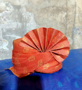 Turban de marié de luxe Royal Orange Or, Safa pré-noué, Pagri de mariage, Coiffe traditionnelle indienne Barati, Vente en gros OEM - Product Image 1