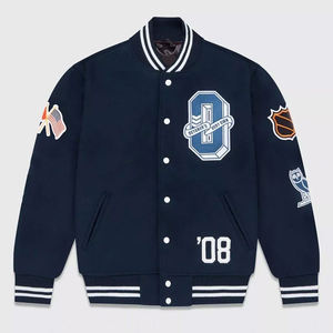 Veste varsity bleue pour homme, entièrement boutonnée, personnalisable, streetwear haut de gamme, style hockey, édition limitée, veste bomber varsity - Product Image 1