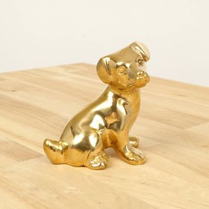 Sculpture décorative de chien en laiton, pièce d'ameublement de luxe pour table basse, bureau et décoration d'étagère - Product Image 5
