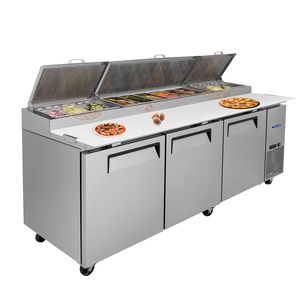 Orikool 93 Commercial <b>Kitchen</b> Refrigeration Equipment 30.8 Cu.Ft Built-in Refrigerator Pizza <b>Prep</b> <b>Table</b> Butcher Block Cutting - Product Image 3