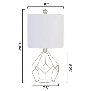 <b>Crystal</b> Prism Metal <b>Table</b> <b>Lamp</b> with Geometric Gold Iron Base Premium Linen Drum Shade Warm Ambient Lighting for Modern Homes - Product Image 2