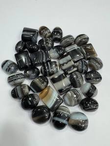 Pierres d'agate noire naturelle en vrac, taille Asscher, taille Radiant, taille ovale, polies, 1-25 carats, pour la fabrication de bijoux - Product Image 2