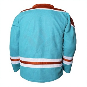 เสื้อฮอกกี้น้ำแข็งผู้ชายสีเทอร์ควอยซ์ส้มขาวลายหัวใจ คอวี แขนยาว ซับเหงื่อ แห้งเร็ว ผ้าโพลีเอสเตอร์ด้านหน้า สำหรับเล่นกีฬา - Product Image 2