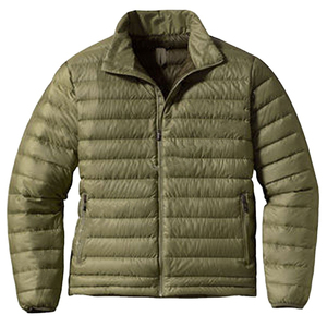 Veste matelassée légère et isolante personnalisée vert olive à capuche brodée, manteau d'hiver chaud rembourré avec fermeture éclair - Product Image 1