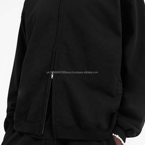 Vente en gros oem de haute qualité, sweat à capuche noir vierge surdimensionné, sweat à capuche zippé personnalisé pour hommes, en polaire, poids lourd - Product Image 4
