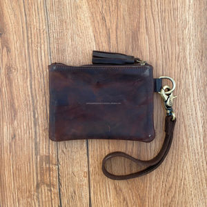 Portefeuille long en cuir de vachette personnalisé vente en gros de lases gravure pochette à pampilles en cuir véritable pour femmes - Product Image 5