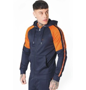 Men's Navy Orange 100% Cotton 2 1 Design <b>Tracksuit</b> Set Full Sleeve Zip Hoodie Side Pockets Casual Sport Wear Breathable Winter - Product Image 6