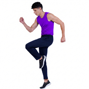 Pantalon skinny pour homme, taille haute, élastique, couleur unie, respirant, en spandex et polyester, poches latérales, longueur intégrale, 120g, été - Product Image 4