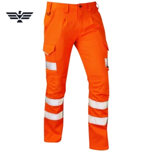 Pantalones de Trabajo de Seguridad Reflectantes de Alta Visibilidad Fluorescentes Naranja para Hombre, Protección Multibarra, Resistentes, Industriales, de Poliéster - Product Image 6