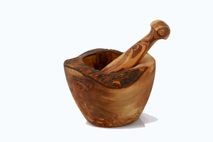 Ensemble mortier et pilon en bois, artisanal, durable, écologique, pour broyer les herbes et les épices, bol en bois de qualité alimentaire, pilon assorti - Product Image 6
