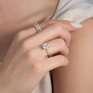 Anillo de Compromiso de Oro de 14K con Rodio, Certificado por GIA, con Diamante Natural de Corte Redondo, para Suministro de Joyería al por Mayor - Product Image 4