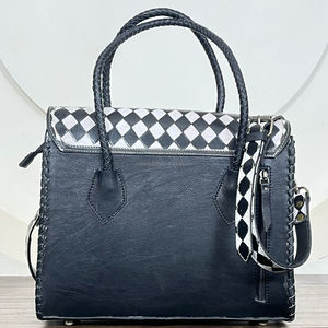 Nuevo Bolso de Mano Tipo Bandolera de Cuero con Diseño Floral y Cuadros, Bolso de Hombro con Asa Trenzada para Mujer - Product Image 5