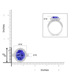 14K Solid Gold Tanzanite Cocktail <b>Ring</b> with Diamond Floral Halo Handmade <b>Customized</b> Fine Jewelry Wedding Engagement <b>Ring</b> - Product Image 2