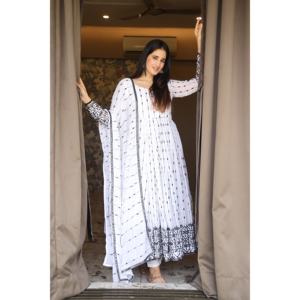 ADITI-Conjunto Anarkali para Mujer, Traje de Color Blanco, 04 Piezas - Product Image 5