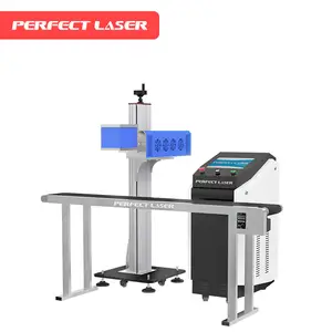 Flying carbon dioxide laser marking machine production line, for leather, plastic, wood batch rapid engraving