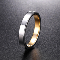 Anillo de carburo de tungsteno negro con banda interior dorada, anillo de boda de 6mm 8mm con corte plano tipo tubo para hombres y mujeres, joyería bicolor al por mayor
