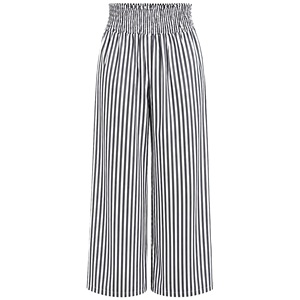 Pantalon plissé taille haute à jambe large pour femme, coupe ample, longueur cheville, motif à carreaux gingham, en tissu Oxford - Product Image 2