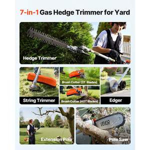 26cc 2-Cycle Gas <b>Power</b> Handheld Hedge <b>Trimmer</b> 6-in-1 Weed Eater Extension Pole Protective Gear Set Including String <b>Trimmer</b> - Product Image 2