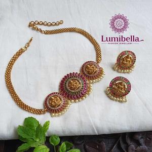 Fashion Jewelry Set One Gram Gold Laxmi Kemp Choker - Product Image 1