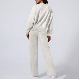 Direct Factory Supplier of Cotton Blend Loungewear Sets Custom Logo Private Label Wholesale Sweat Suits & Trendy <b>Women</b> Tracksuit - Product Image 6