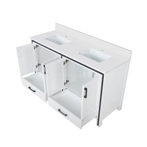 60 In. W X 22 In. D White Double Bath <b>Vanity</b> with Cultured Marble Top <b>Bathroom</b> <b>Vanities</b> - Product Image 3